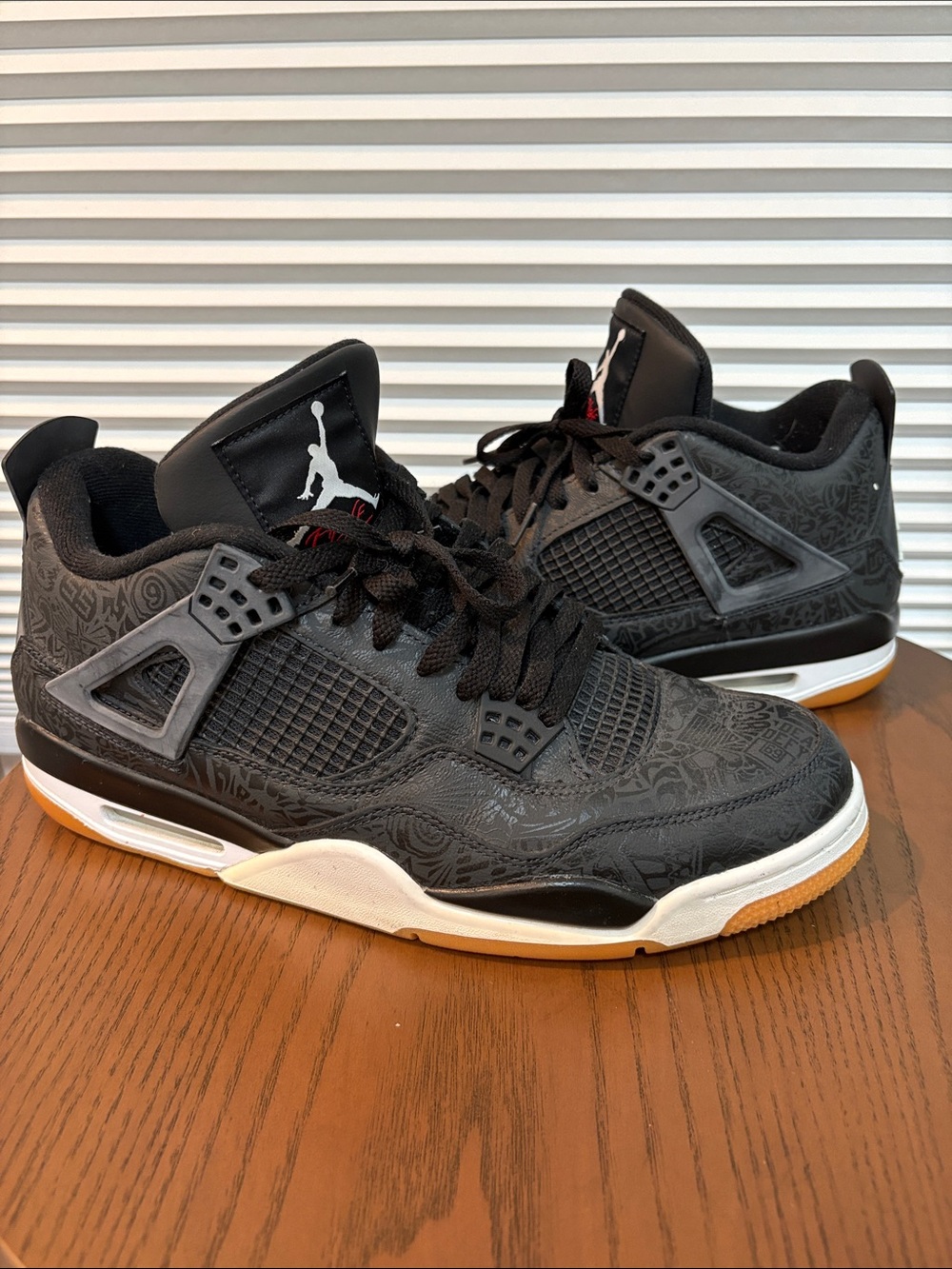 Air Jordan 4 Retro Black Laser Tattoo Men’s 11.5 Sneakers